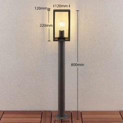 Lindby Filimon vejlampe, 80 cm, antracit, IP44, E27