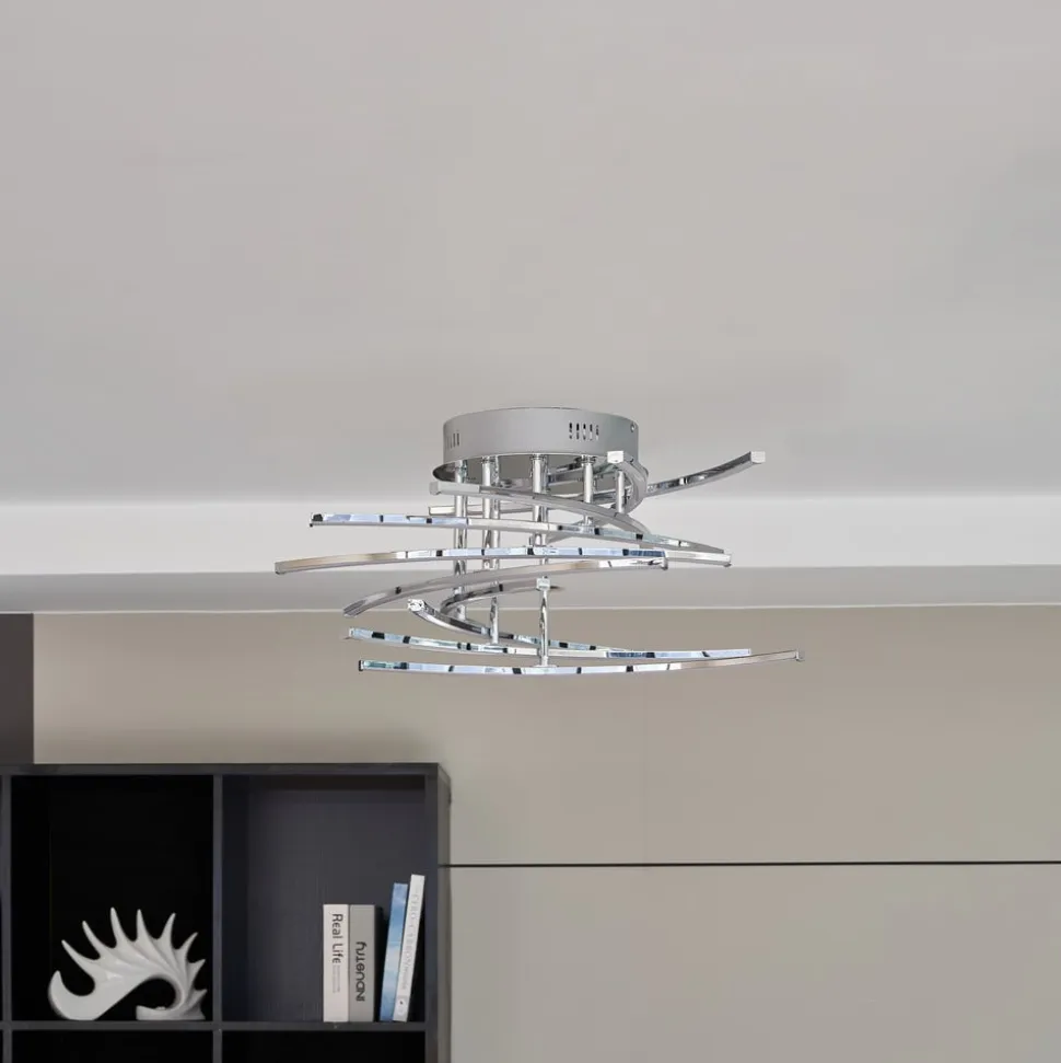 Lindby Flakira LED-loftlampe, 10 lyskilder, krom