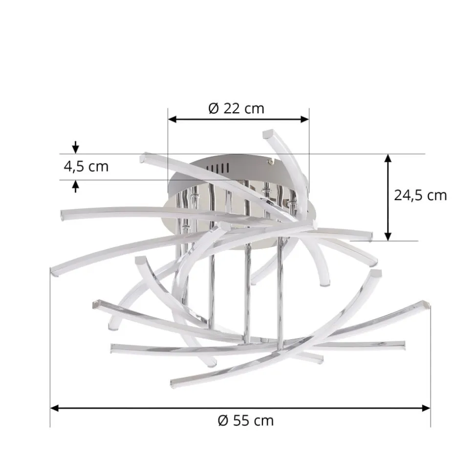 Lindby Flakira LED-loftlampe, 10 lyskilder, krom
