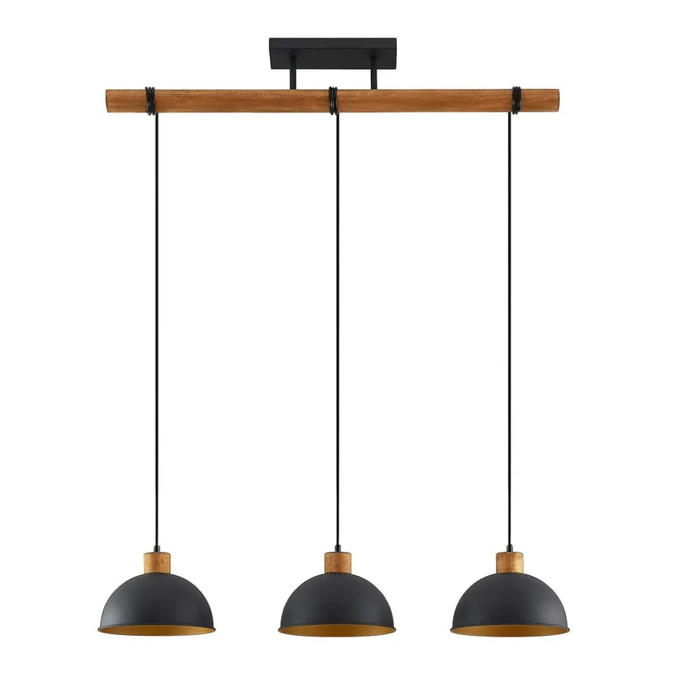 Lindby Flurin hængelampe, 3 lyskilder, 107 cm, sort, metal