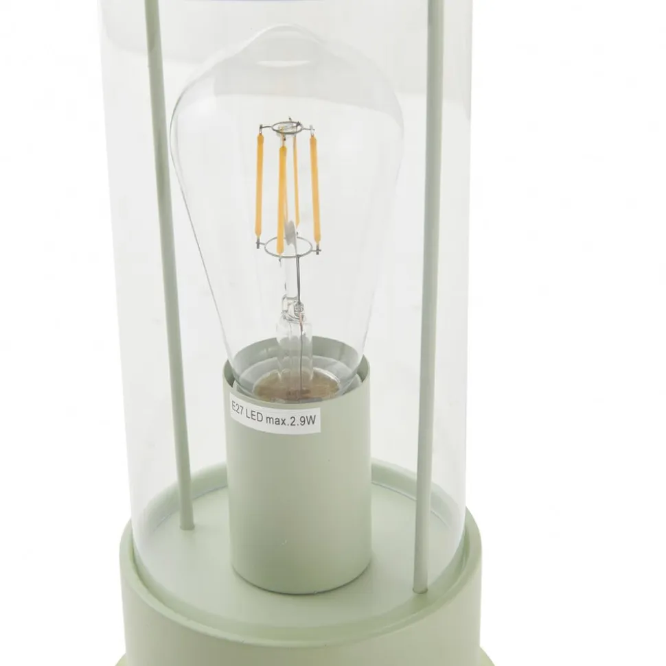Lindby genopladelig bordlampe Yvette, grøn, IP44, touchdæmper