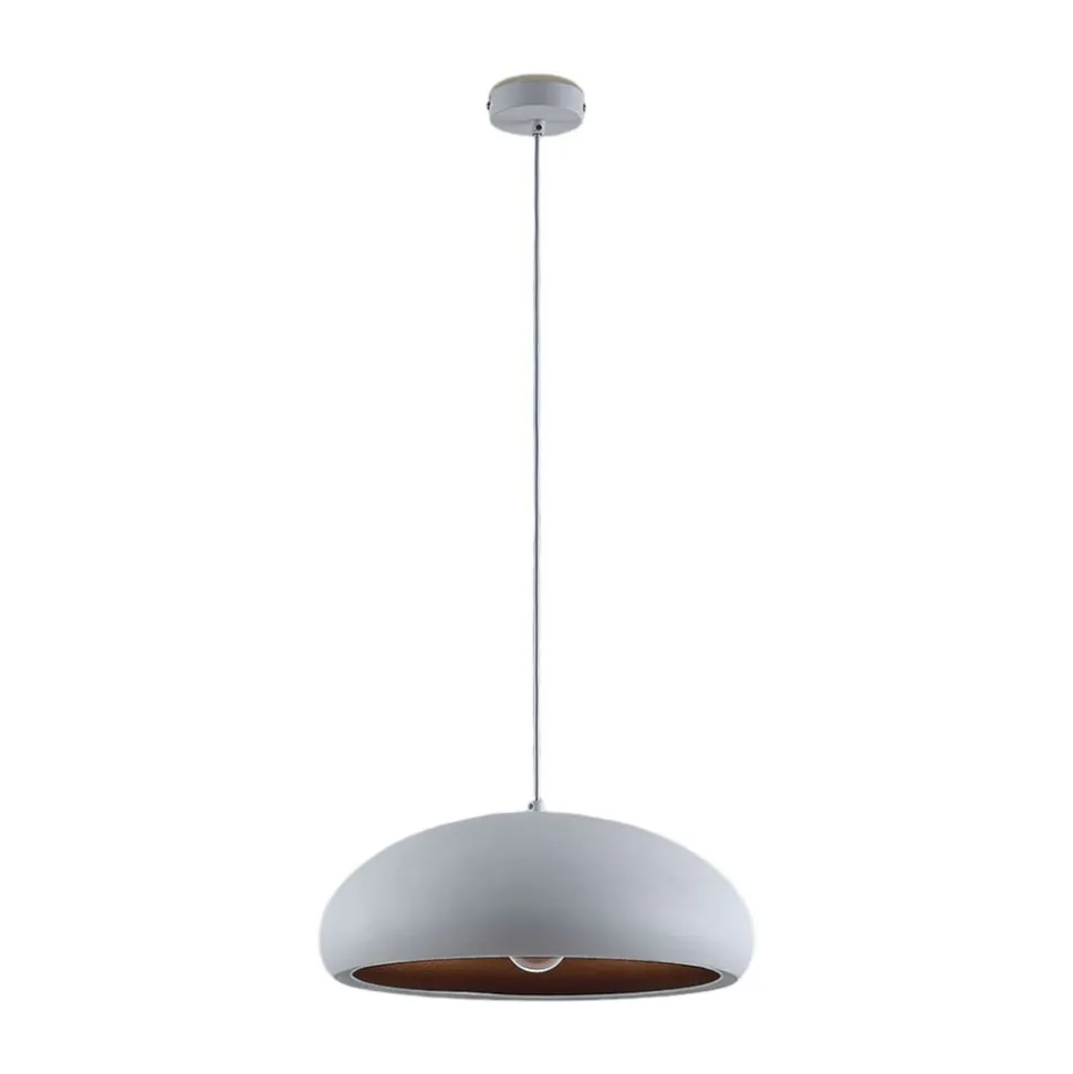 Lindby Gerwina pendellampe, hvid/guld, metal, 40 cm, E27