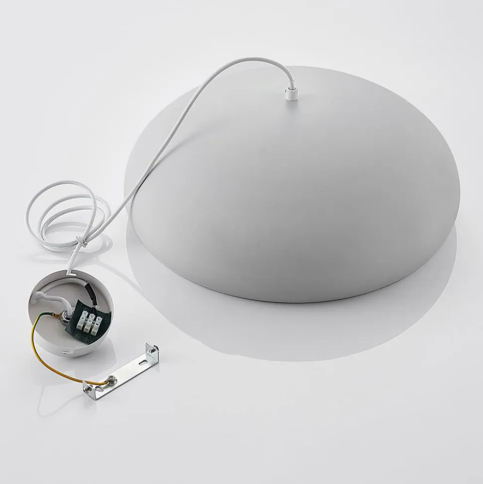Lindby Gerwina pendellampe, hvid/guld, metal, 40 cm, E27