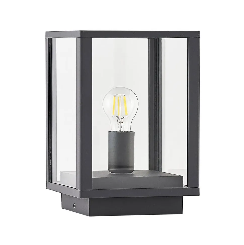Lindby Giavanna sokkellampe, 29 cm, antracit, IP44, E27