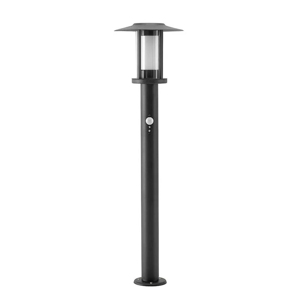 Lindby Gregory LED-vejlampe, 76 cm, sensor, mørkegrå, IP44