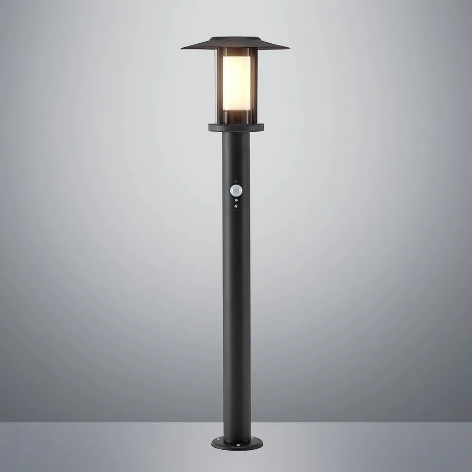 Lindby Gregory LED-vejlampe, 76 cm, sensor, mørkegrå, IP44