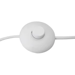 Lindby gulvlampe Adamio, Ø 45,5 cm, hvid, tekstil, stativ