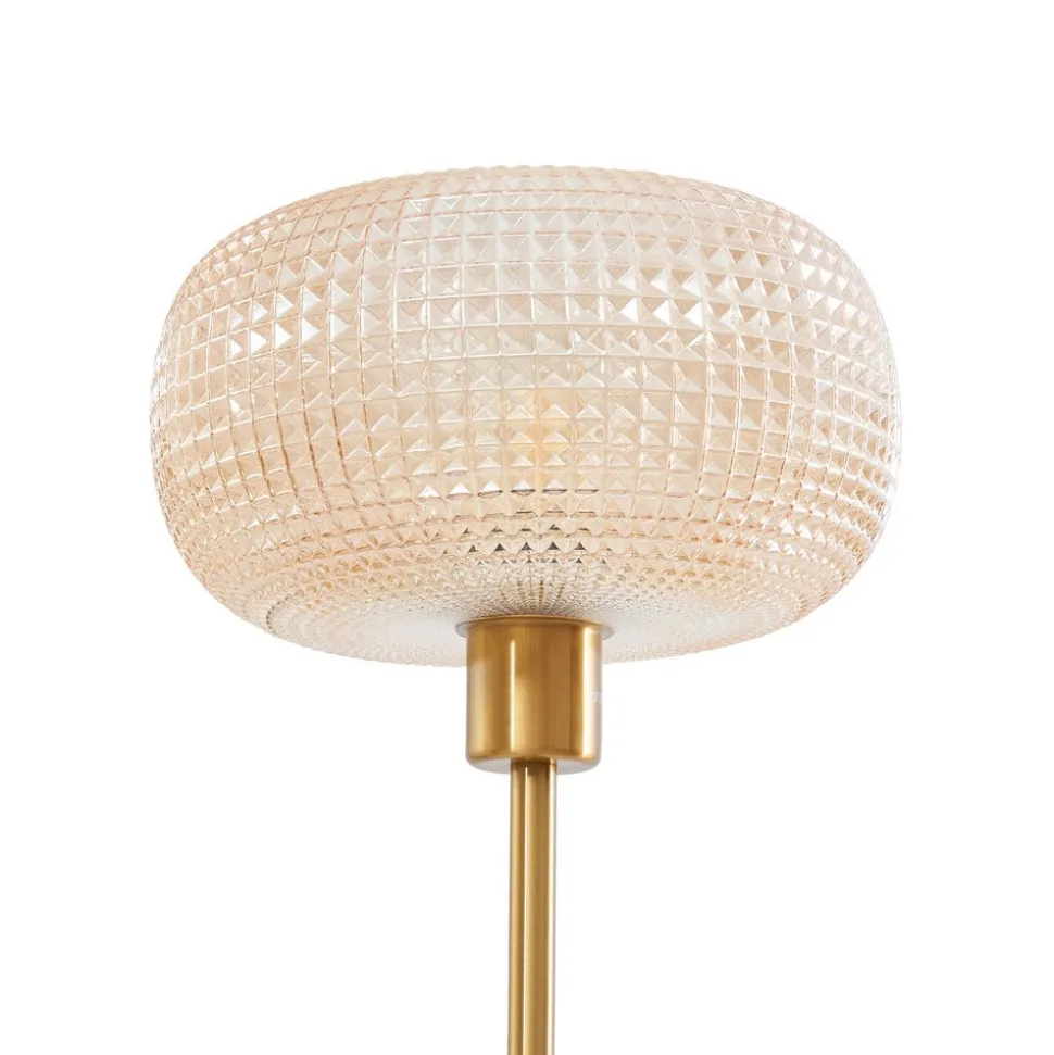 Lindby gulvlampe Aliette, guld/amber, glas, læselampe