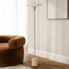Lindby gulvlampe Branford, retro, beige, metal/travertin