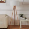 Lindby gulvlampe Charlia, hvid, træ, højde 150 cm