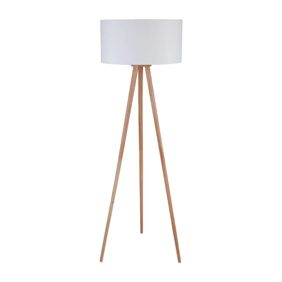 Lindby gulvlampe Charlia, hvid, træ, højde 150 cm