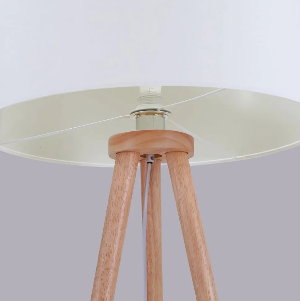Lindby gulvlampe Charlia, hvid, træ, højde 150 cm