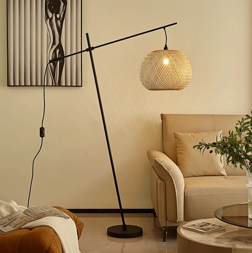 Lindby gulvlampe Dabila, bambus, 165 cm høj, E27