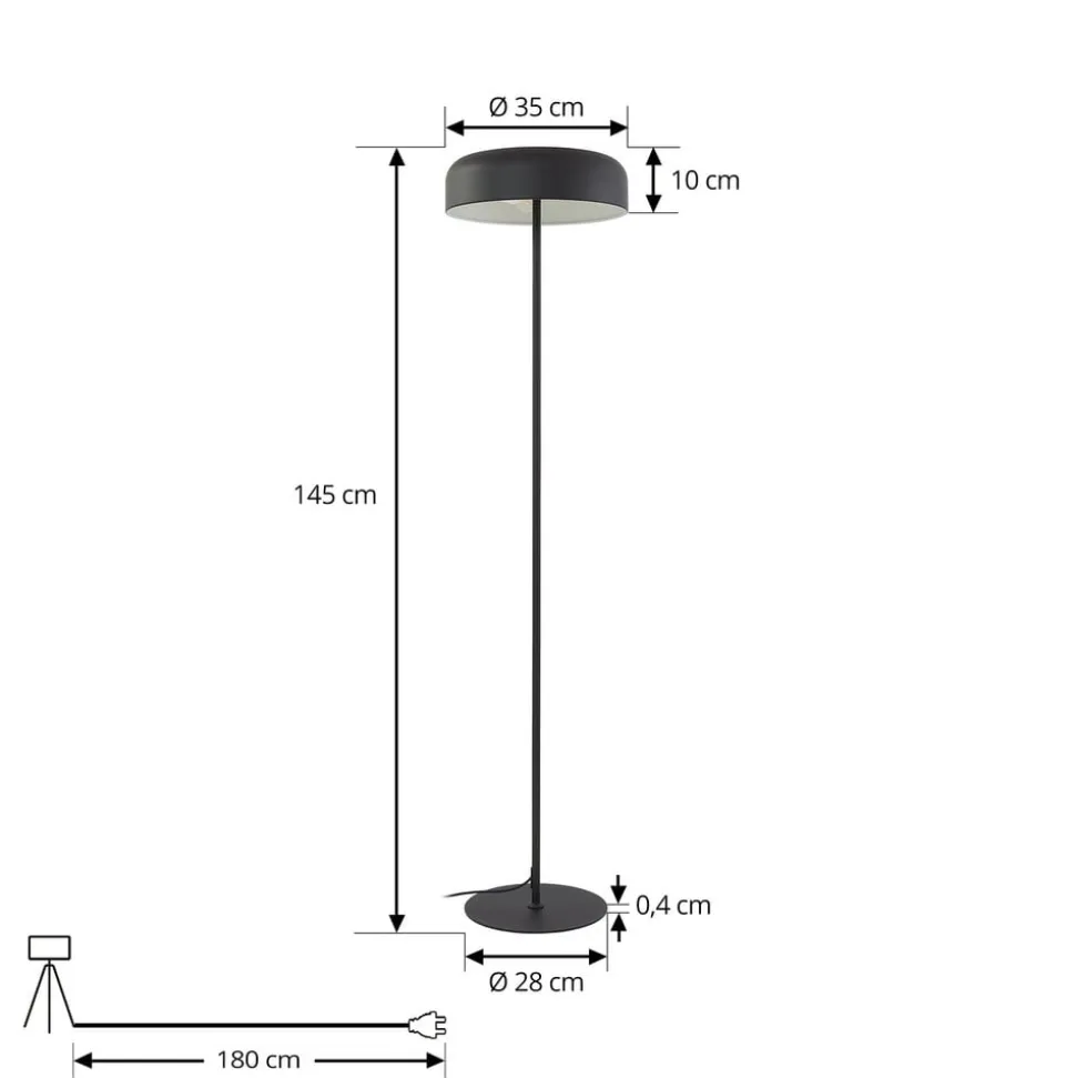 Lindby gulvlampe Edion, sort, metal