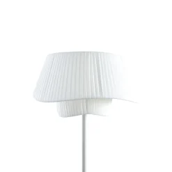 Lindby gulvlampe Eryndor, hvid, tekstil, Ø 47 cm, E27