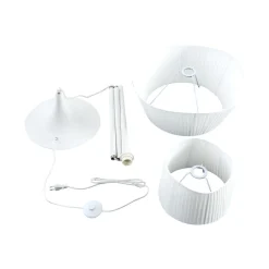 Lindby gulvlampe Eryndor, hvid, tekstil, Ø 47 cm, E27