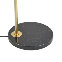 Lindby gulvlampe Hillary, sort/guld, marmor, 153 cm