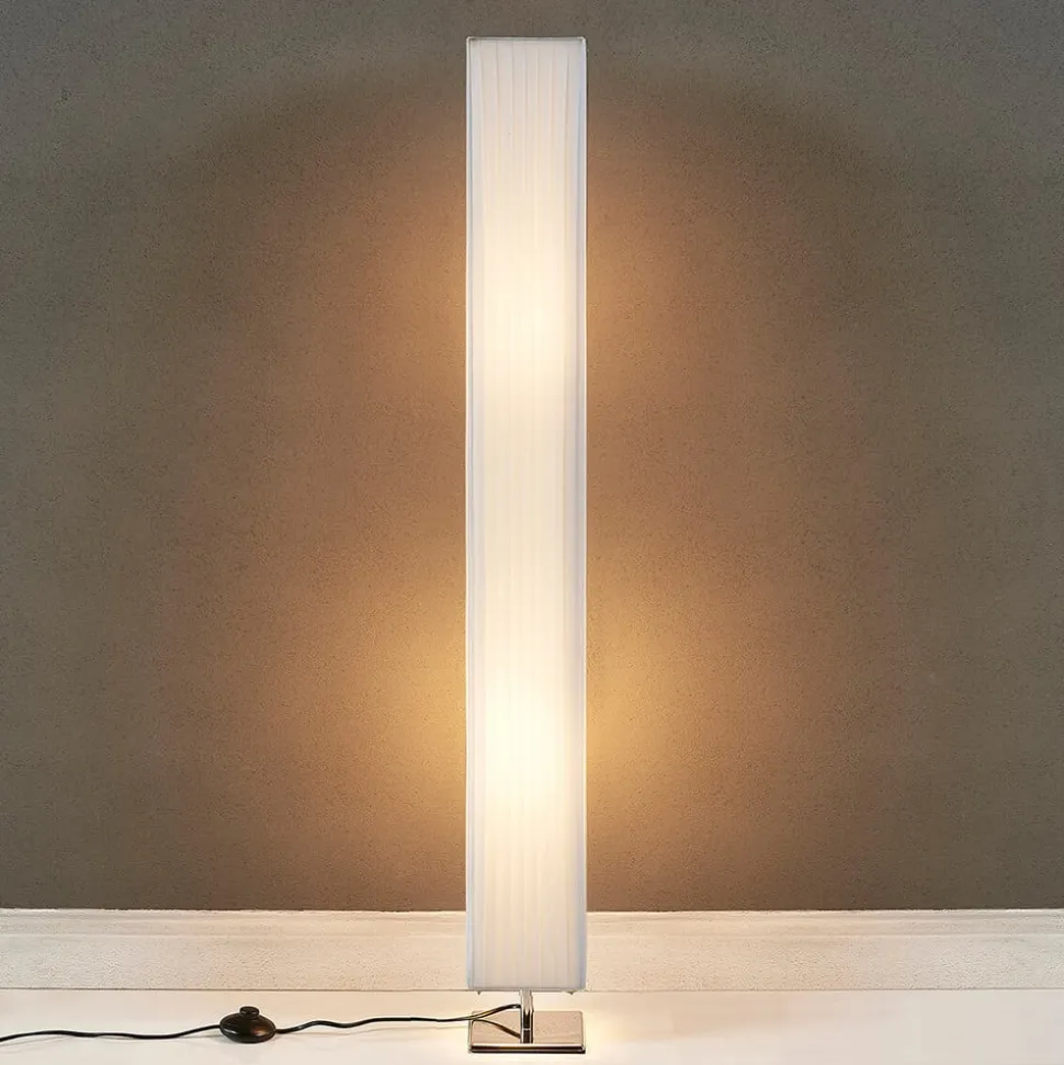 Lindby gulvlampe Janno, hvid, tekstil, metal, 120 cm, E27