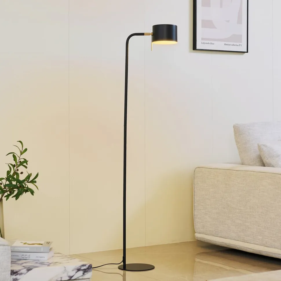 Lindby gulvlampe Kaida, sort, metal