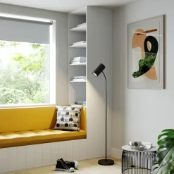 Lindby gulvlampe Karoli, sort, 156 cm, metal, fleksibel arm