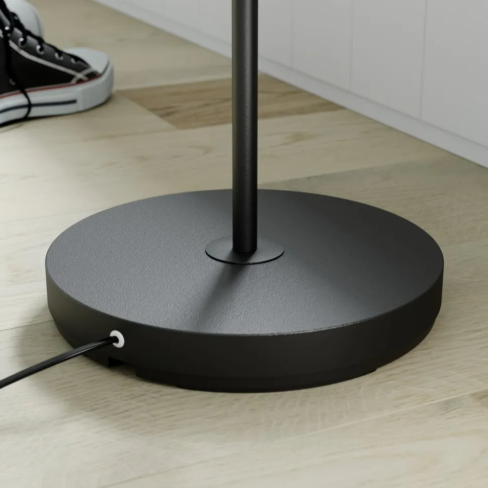 Lindby gulvlampe Karoli, sort, 156 cm, metal, fleksibel arm