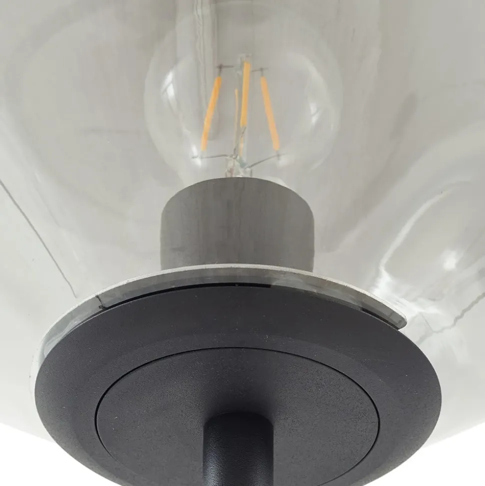 Lindby Gulvlampe Lelia, røggrå, glas, metal, 150 cm