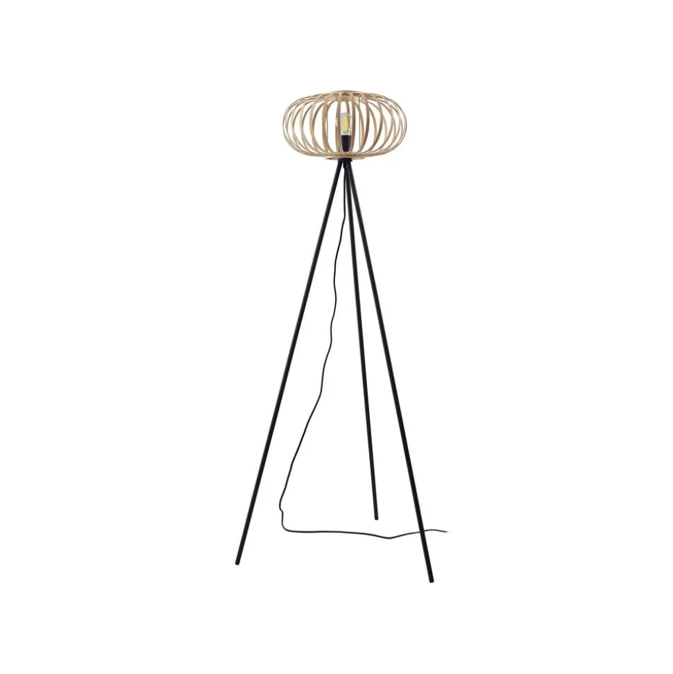 Lindby gulvlampe Lielle, naturlig bambus, Ø 40 cm
