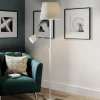 Lindby gulvlampe Nantwin, 175 cm, grå, nikkel, tekstil