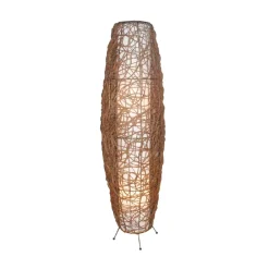 Lindby gulvlampe Nias, højde 111 cm, rattan, tekstil