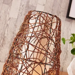 Lindby gulvlampe Nias, højde 111 cm, rattan, tekstil