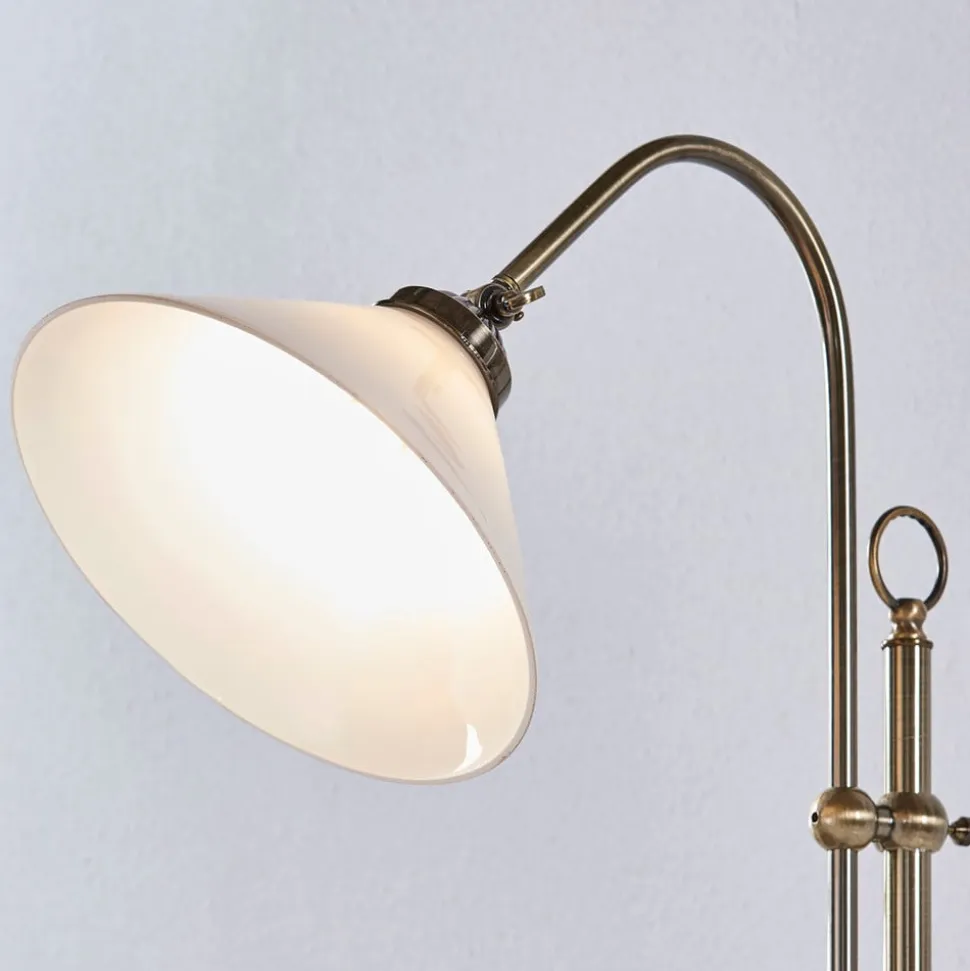 Lindby gulvlampe Otis, antik messing, glas, 170 cm, E27