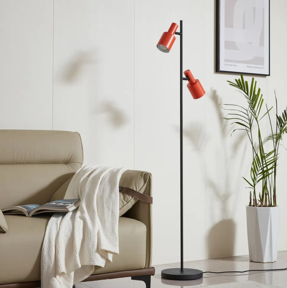 Lindby gulvlampe Ovelia, orange/sort, metal, E27