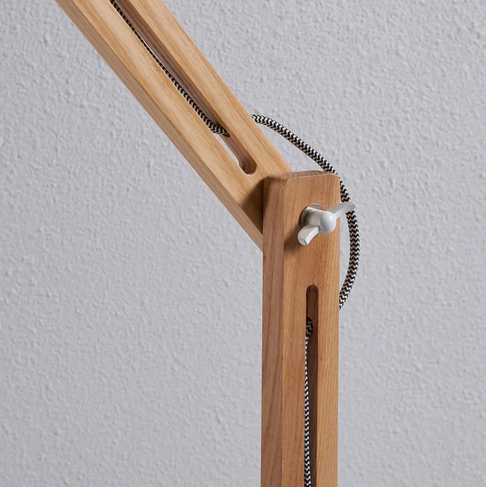 Lindby gulvlampe Shivanja, træ, justerbar, 146 cm, E27