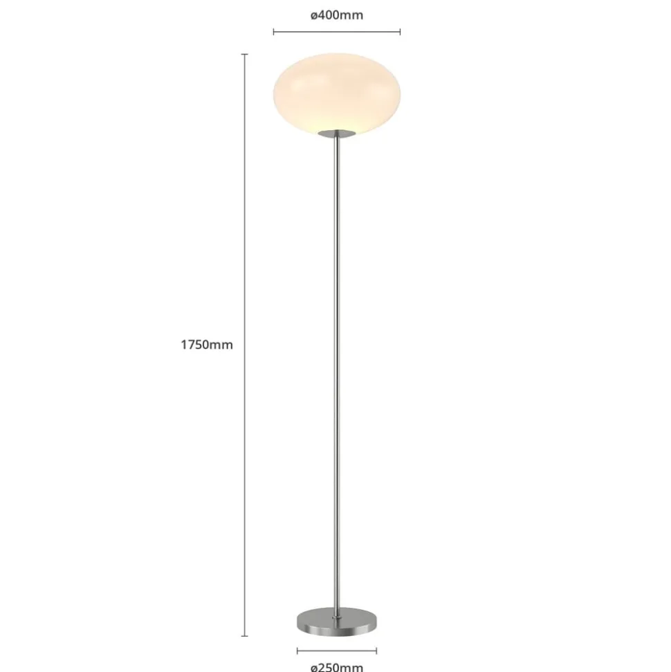 Lindby gulvlampe Sonika, 175 cm, nikkelfarvet, glas, E27