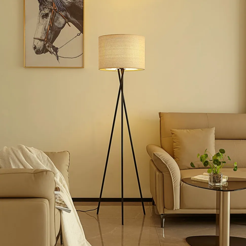 Lindby gulvlampe Soula, Ø 40 cm, beige, plast, E27
