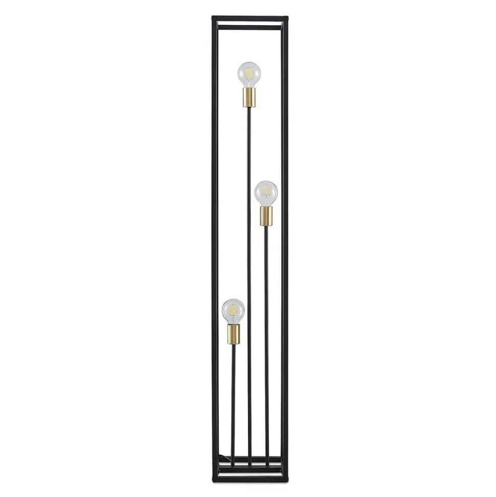 Lindby gulvlampe Tiliane, sort, metal, 3 lyskilder, 153 cm