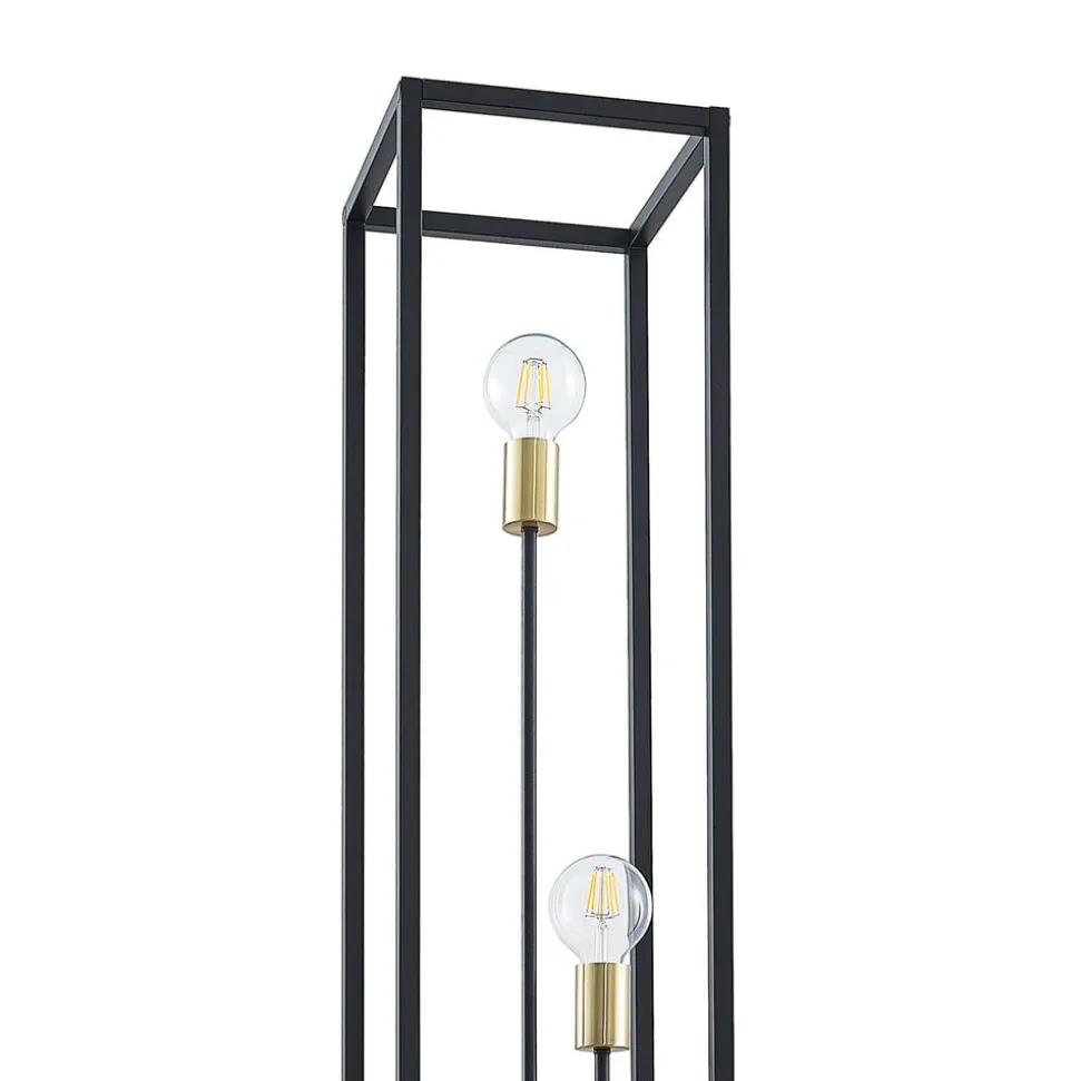 Lindby gulvlampe Tiliane, sort, metal, 3 lyskilder, 153 cm