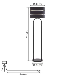Lindby gulvlampe Tsomo, Ø 40 cm, sort, stof, E27