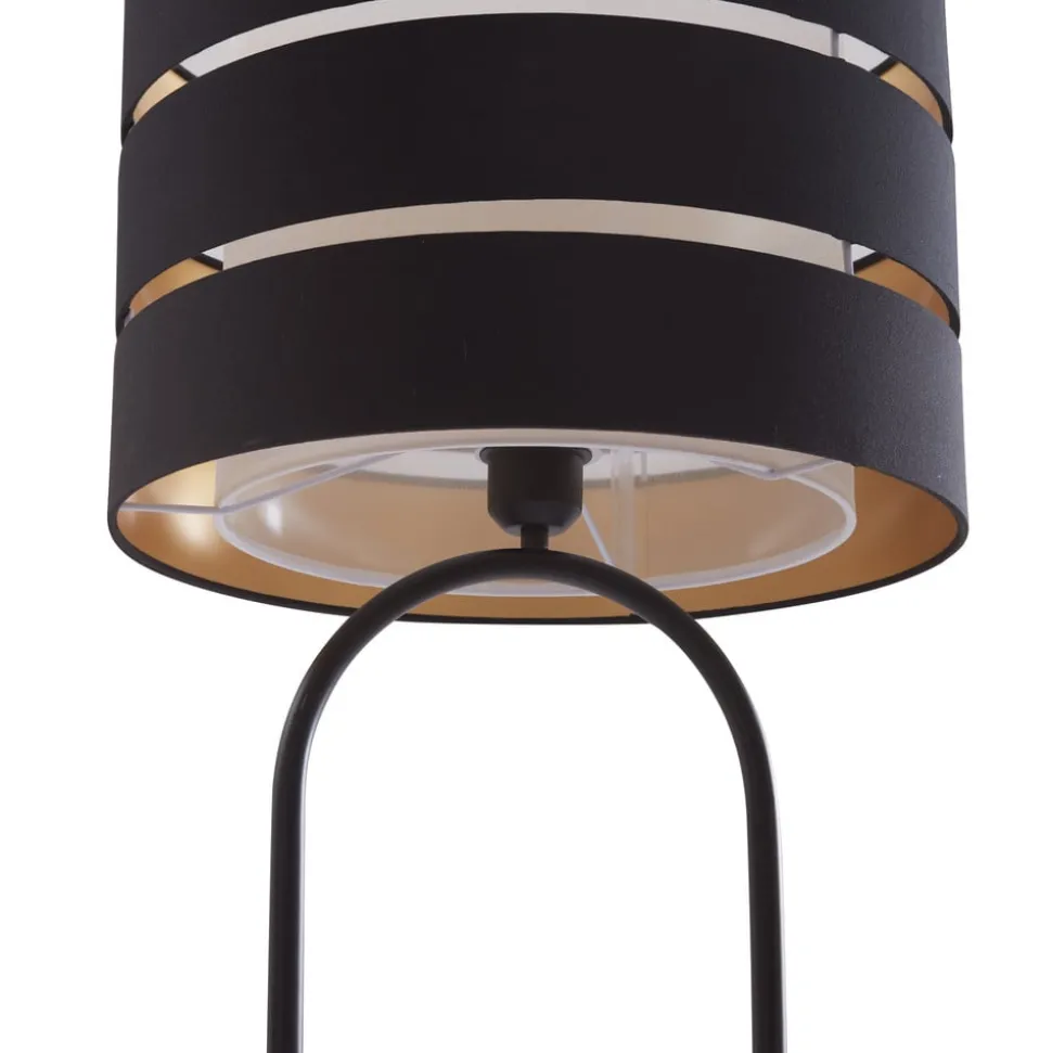 Lindby gulvlampe Tsomo, Ø 40 cm, sort, stof, E27