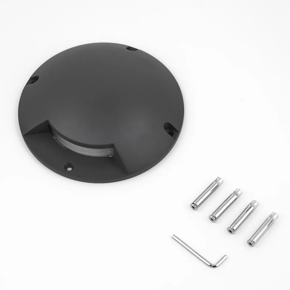 Lindby gulv-spotlight med LED Cormac, 1 lyskilde, Ø 21 cm, IP67