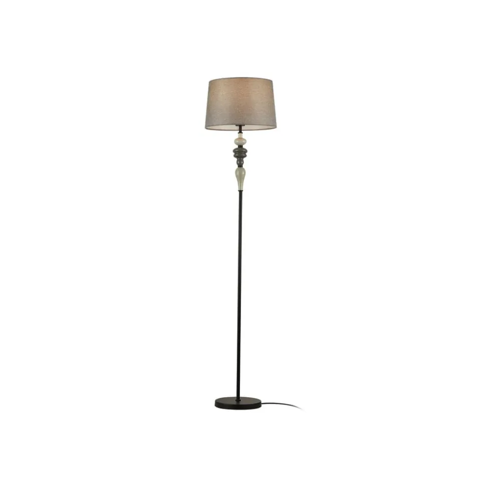 Lindby Haldorin gulvlampe, grå/sort, tekstil, 157 cm