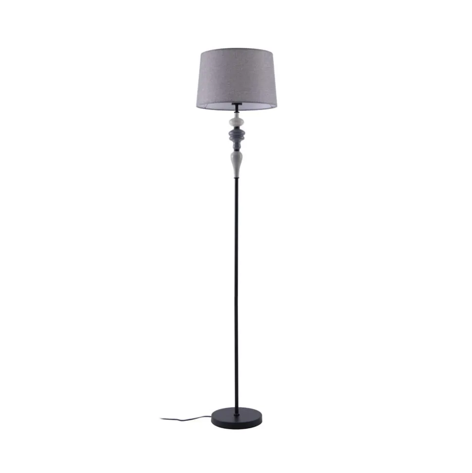 Lindby Haldorin gulvlampe, grå/sort, tekstil, 157 cm