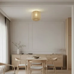 Lindby Helin loftlampe, grå, stof, Ø 35 cm