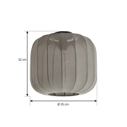 Lindby Helin loftlampe, grå, stof, Ø 35 cm