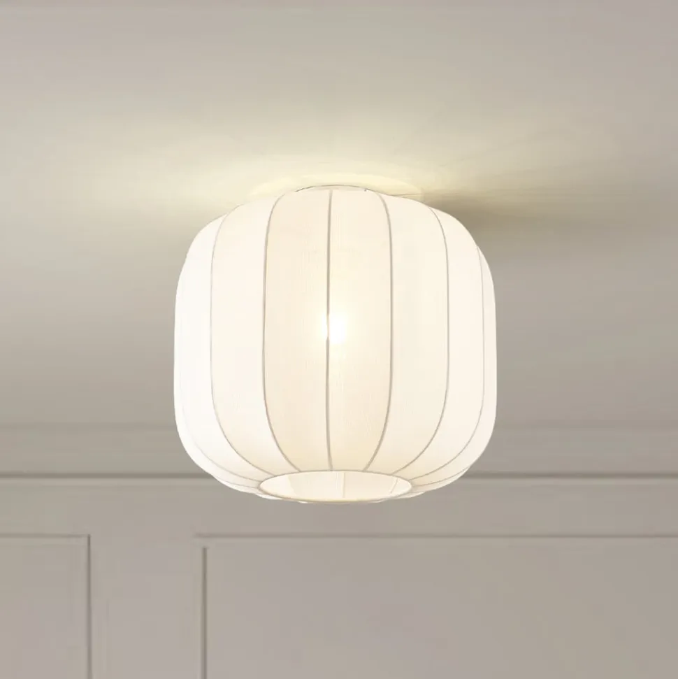 Lindby Helin loftlampe, hvid, stof, Ø 35 cm