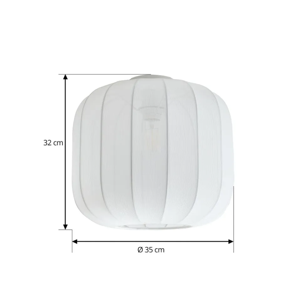 Lindby Helin loftlampe, hvid, stof, Ø 35 cm