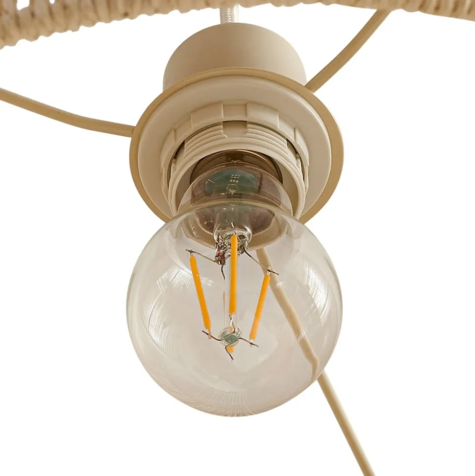 Lindby Hængelampe Anuva, Ø 45 cm, beige, papir, E27