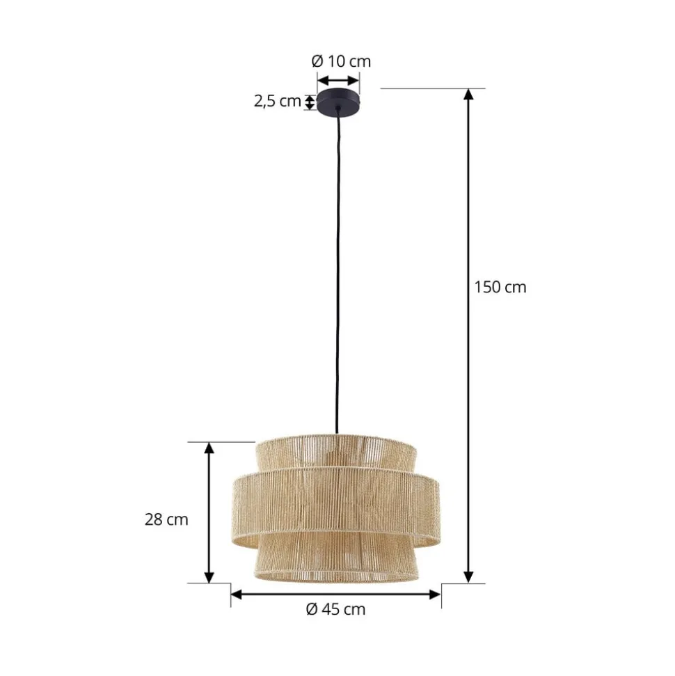 Lindby hængelampe Anuva, natur, papir, Ø 45 cm