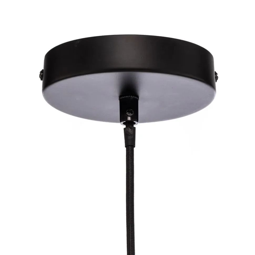 Lindby hængelampe Aurinil, træfarvet, hør, Ø 48cm, E27