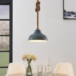 Lindby hængelampe Chaby, Ø 29 cm, 1 lyskilde, metal, reb